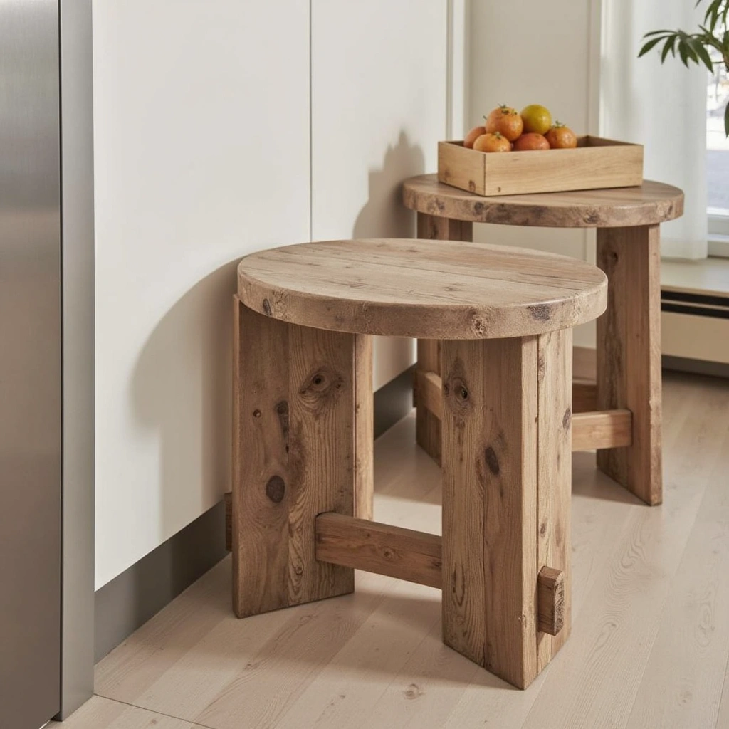 4. Rustic Wooden Stools