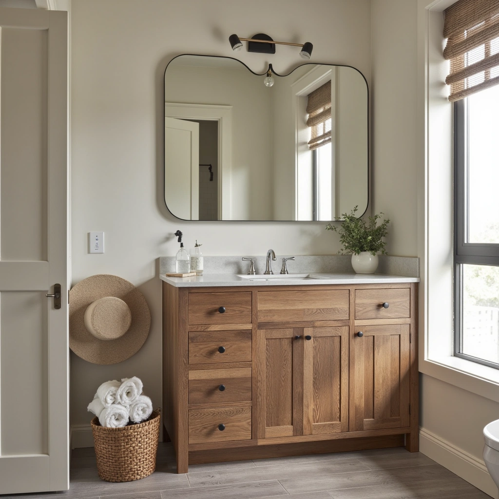 1. Rustic Wooden Vanity