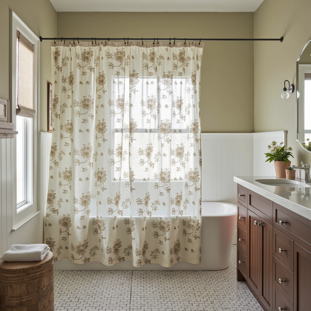 30. Vintage-Inspired Shower Curtain