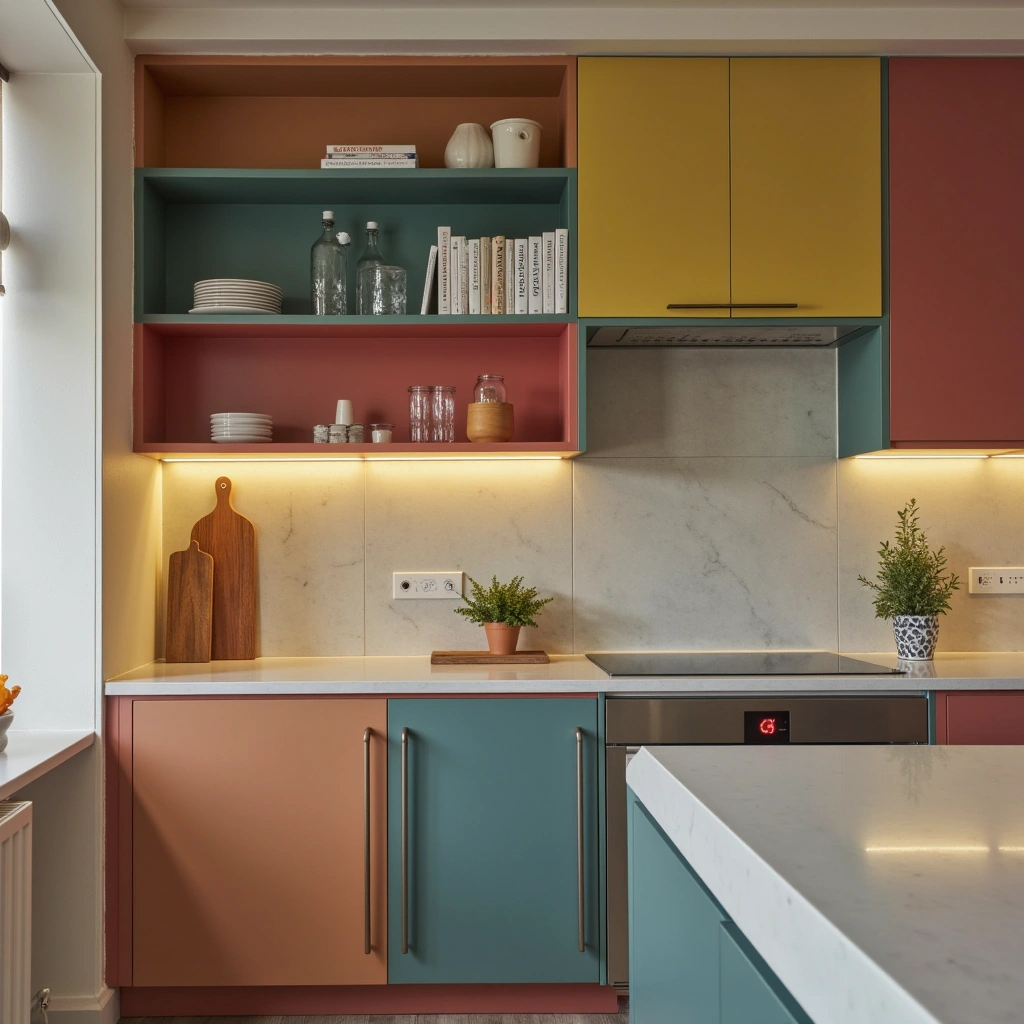 16. Colorful Kitchen Shelves