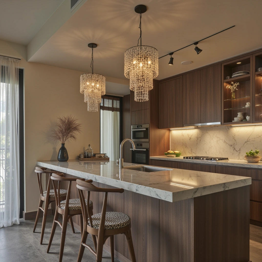 26. Kitchen with a Chandelier