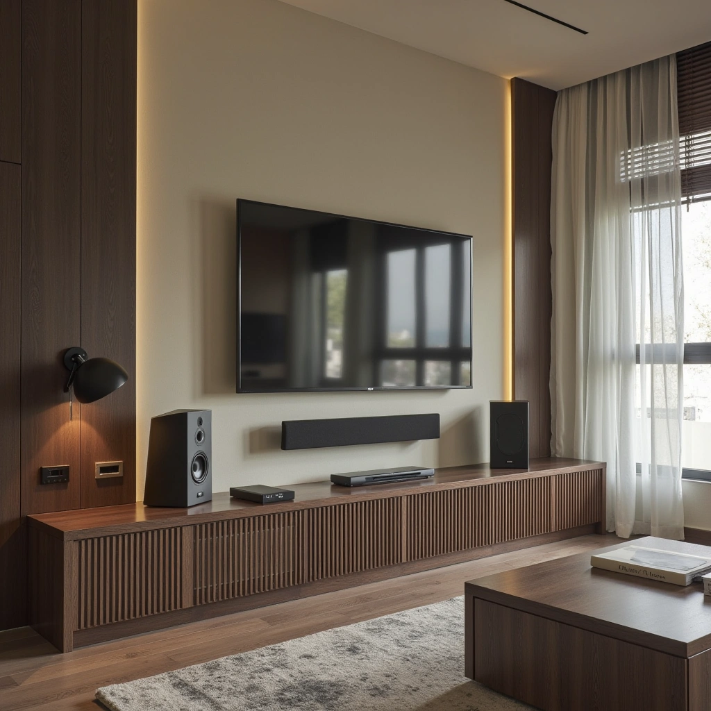 Wall-Mounted TV with Surround Sound