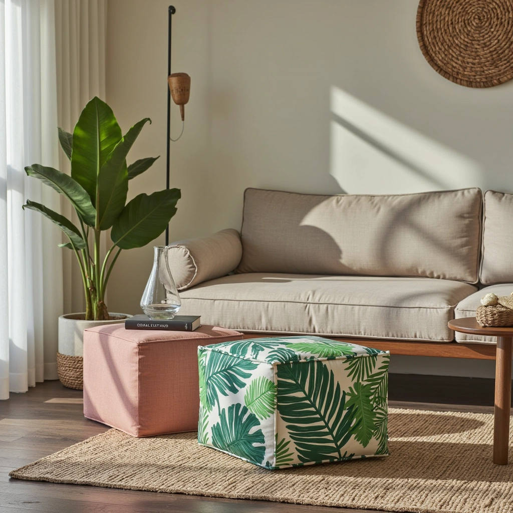 23. Tropical-Inspired Poufs