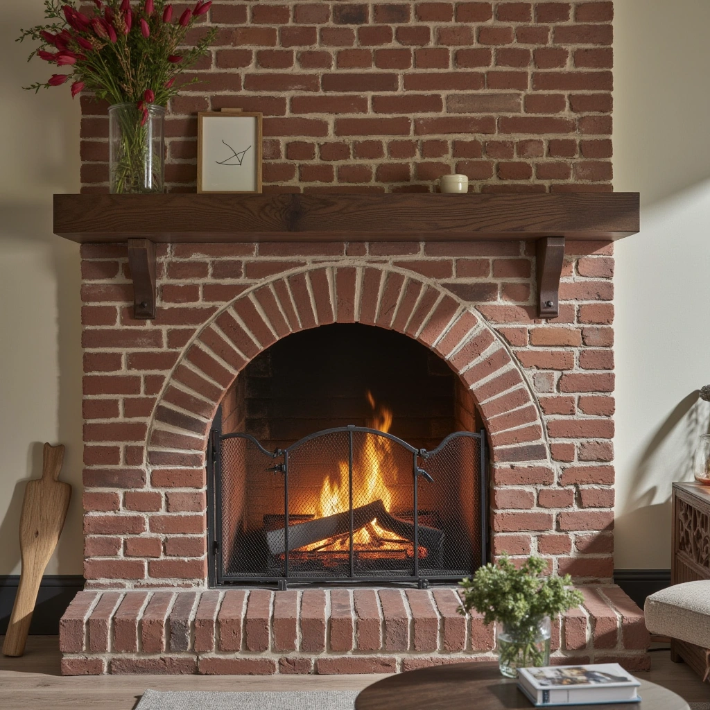 1. Classic Brick Fireplace