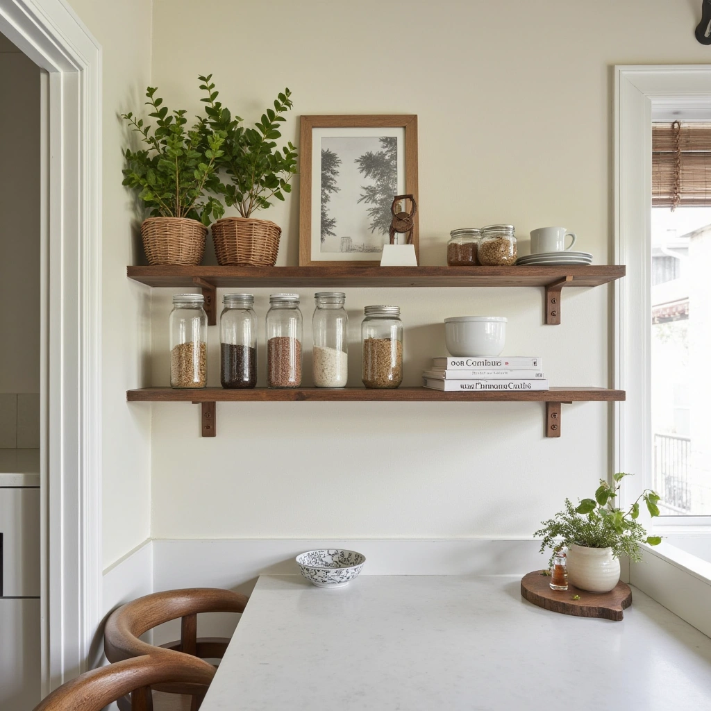 1. Reclaimed Wood Shelves with Mason Jars