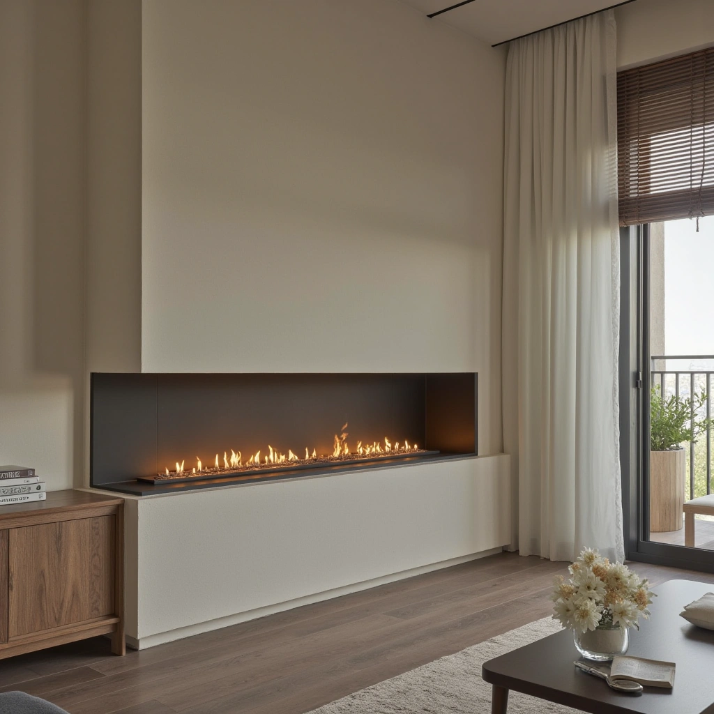 2. Minimalist Linear Fireplace