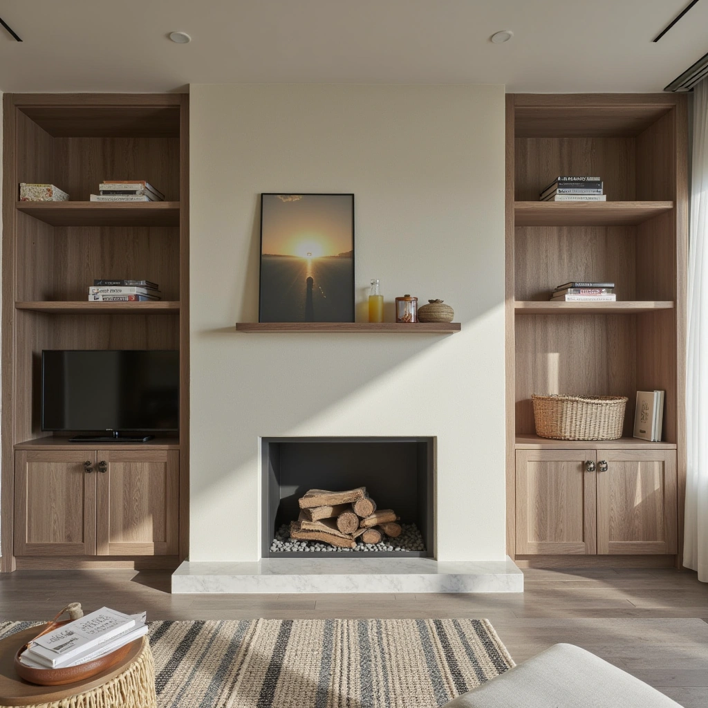 4. Fireplace with Built-in Shelving