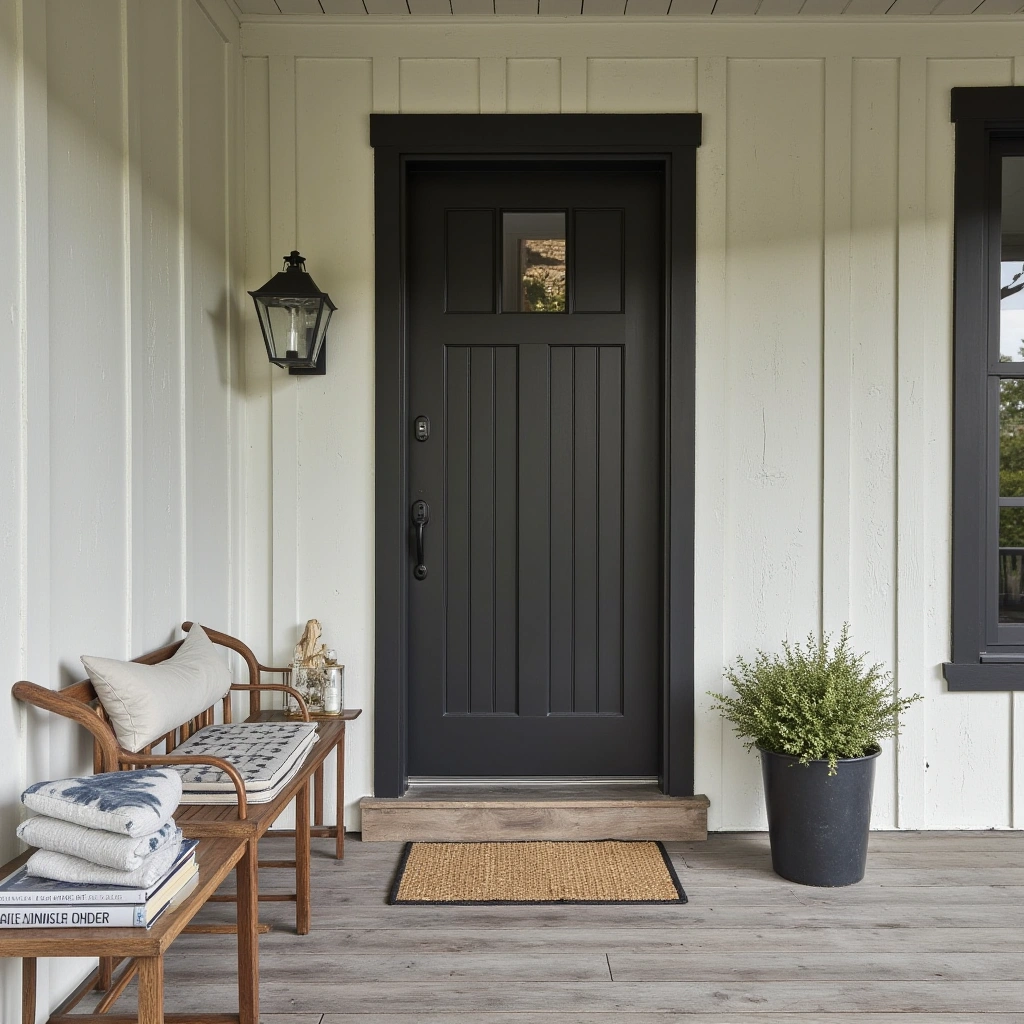 1. Classic Whitewashed Wood Siding with Black Accents