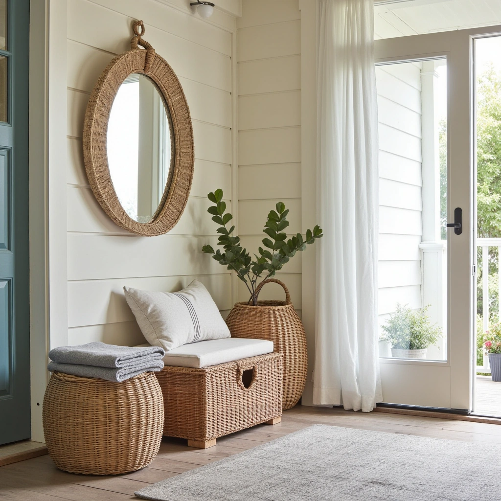 8. Woven Baskets for Blankets and Pillows