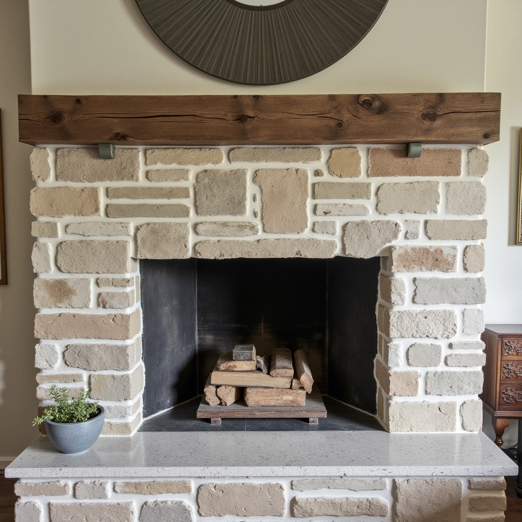 1. Classic Stone Hearth with Reclaimed Wood Mantel