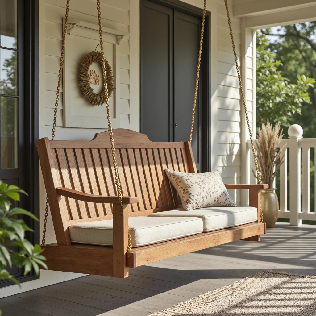 4. Rustic Wooden Swing