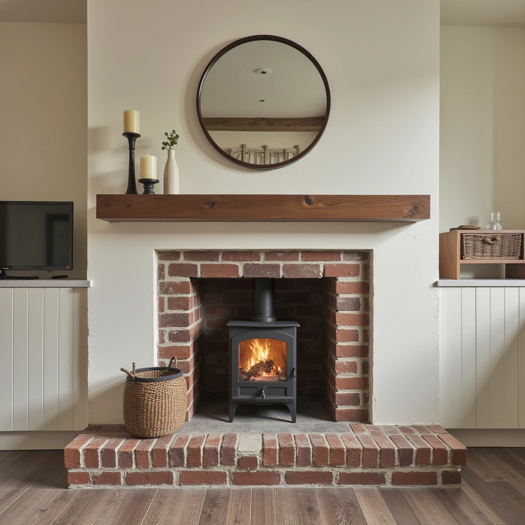 13. Highlight a Small Rustic Fireplace or Stove