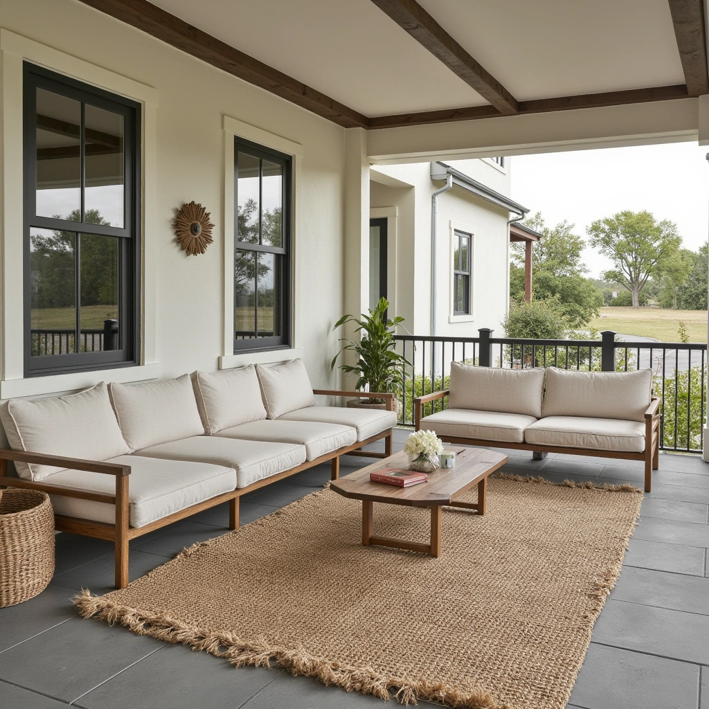 5. Layered Rugs with Natural Fibers