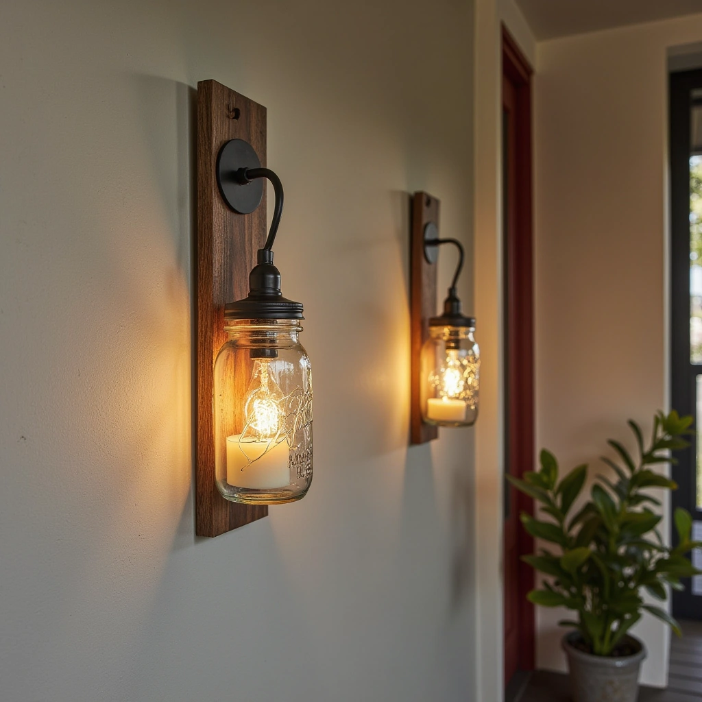 8. Mason Jar Sconces and Hanging Lights
