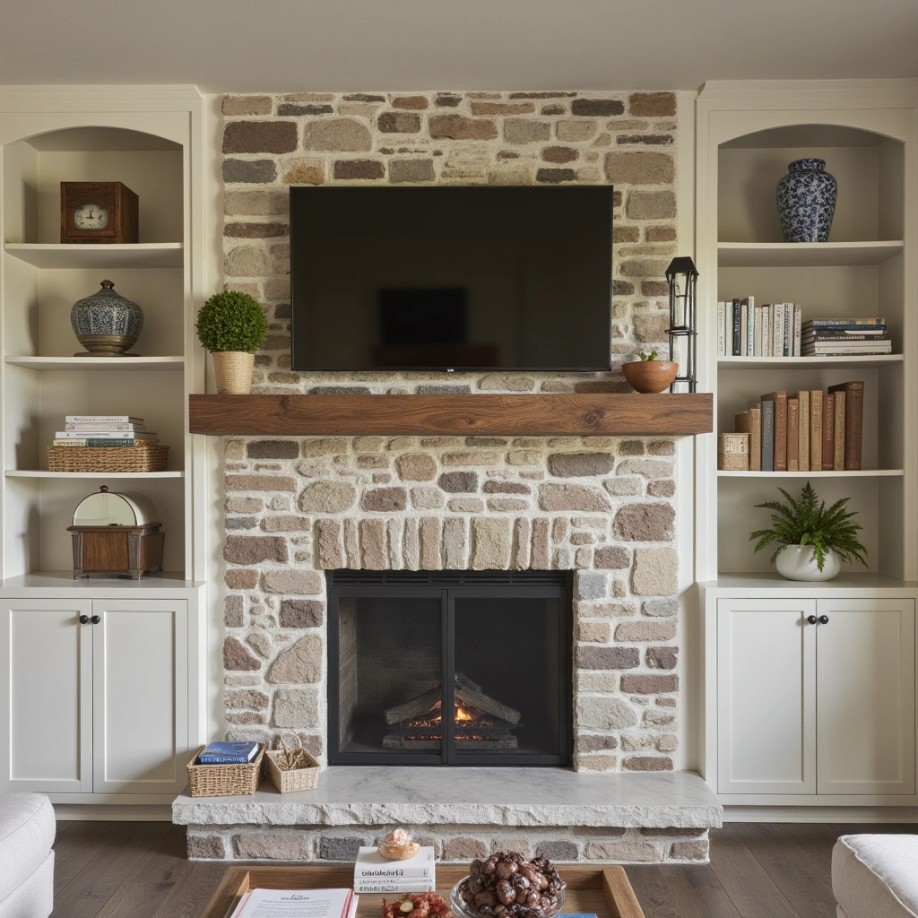 4. Cozy Fireplace with Stone Surround