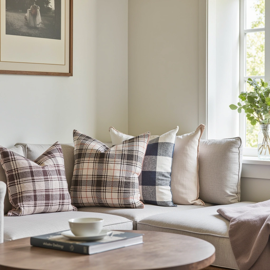 16. Soft Throw Pillows in Plaid and Stripes