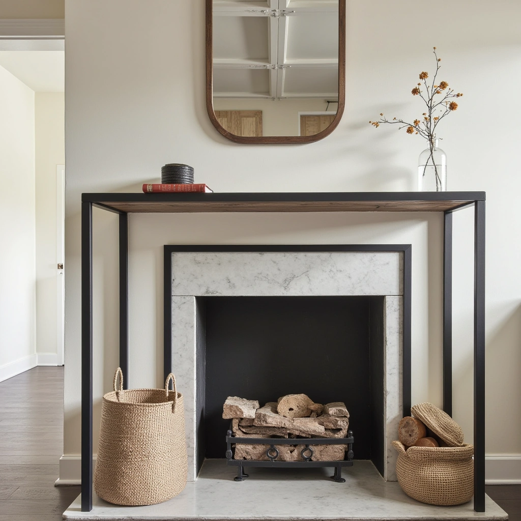 3. Black Metal Frame Fireplace Insert