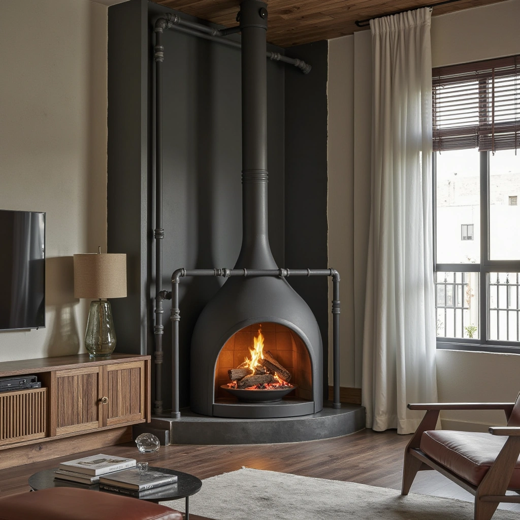 12. Industrial Pipe Fireplace