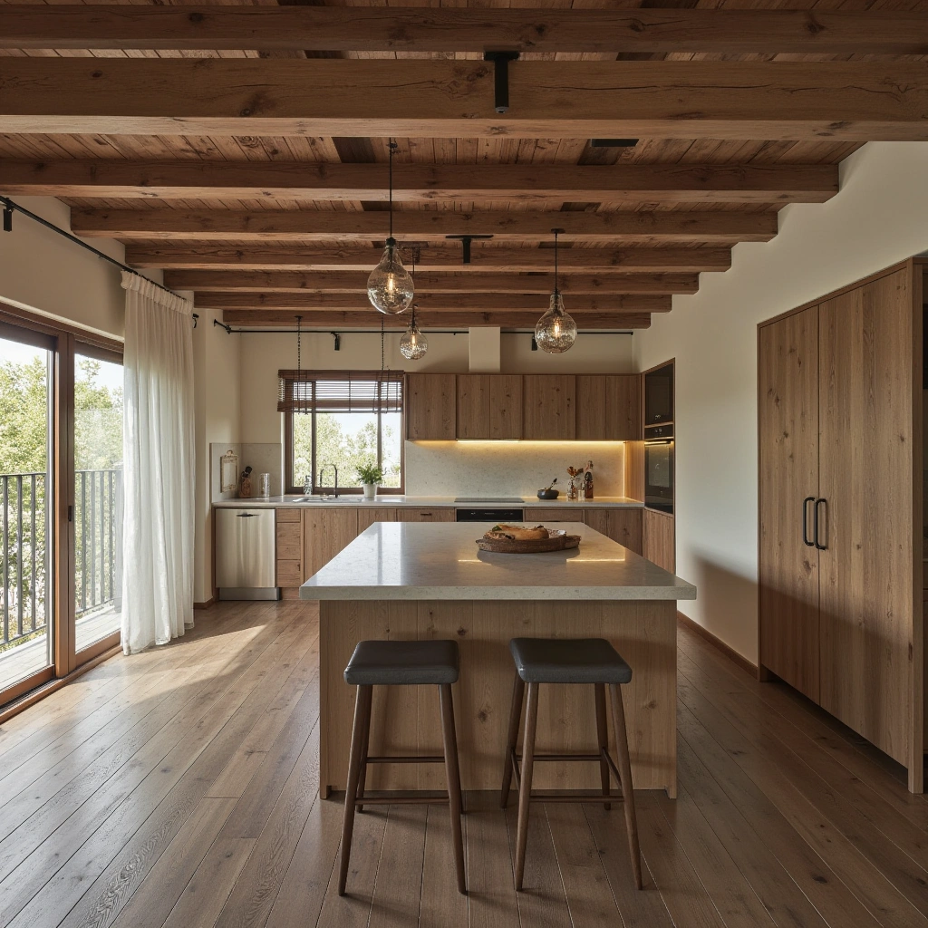 5. Exposed Wooden Beams and Flooring