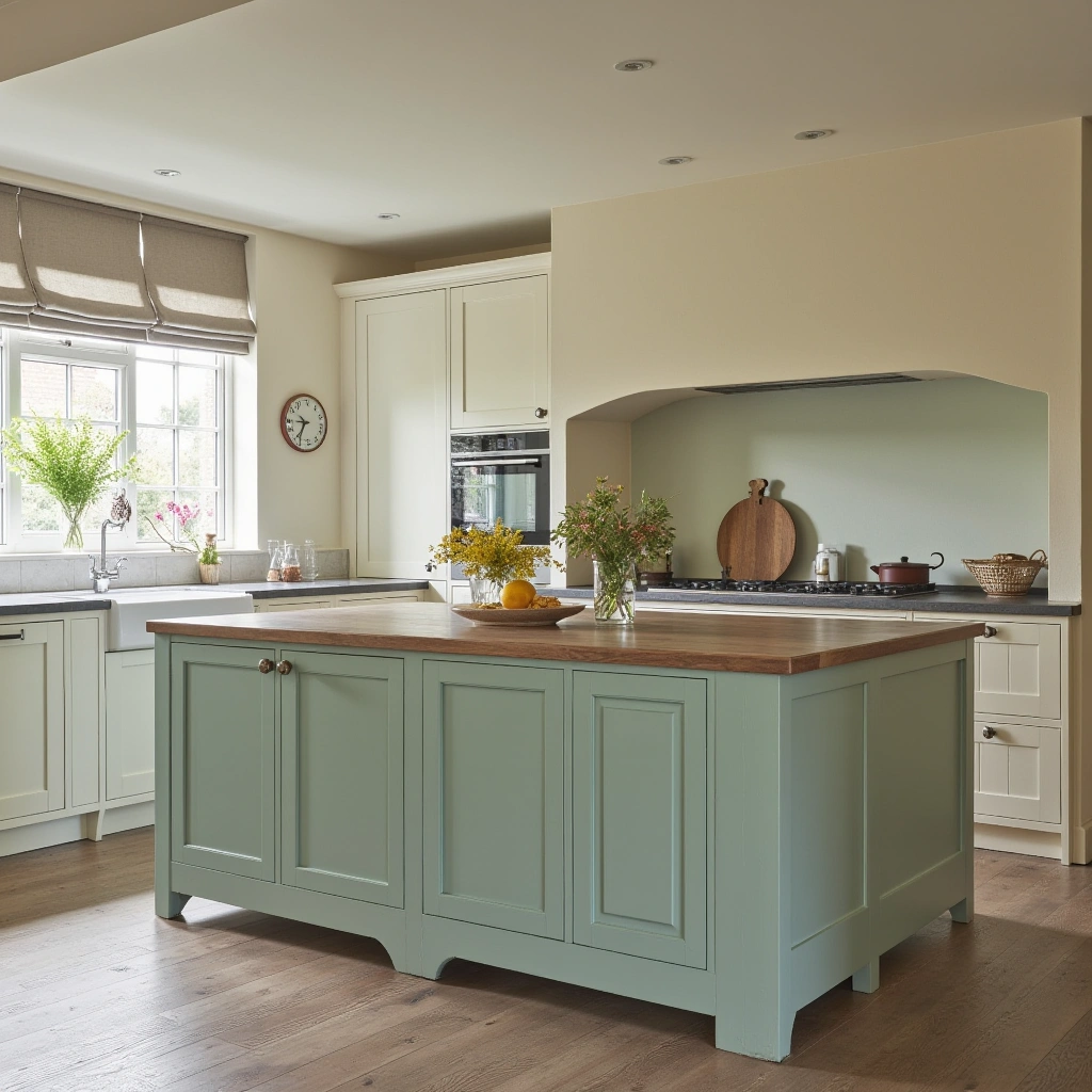 7. Painted Kitchen Island with Butcher Block Top