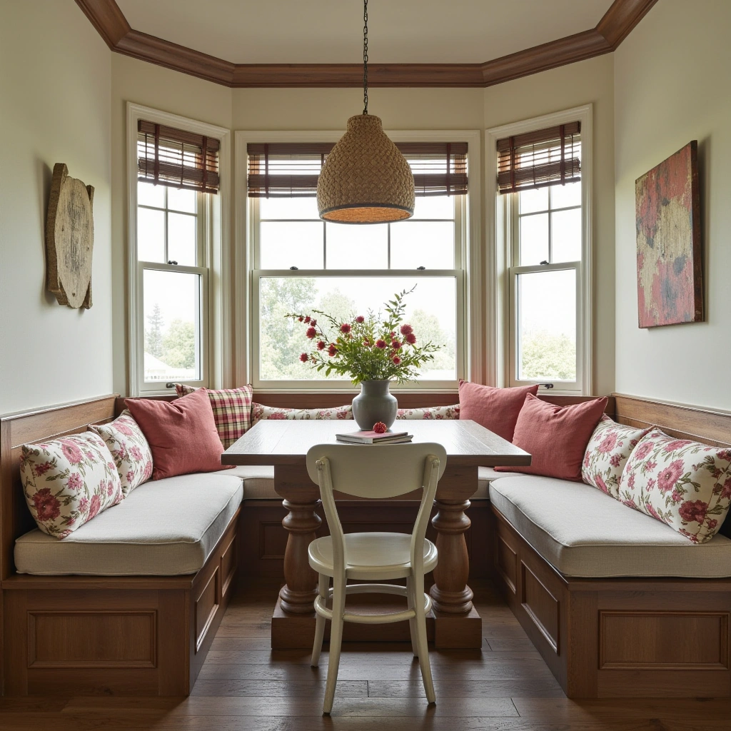 10. Cozy Breakfast Nook with Cushioned Bench