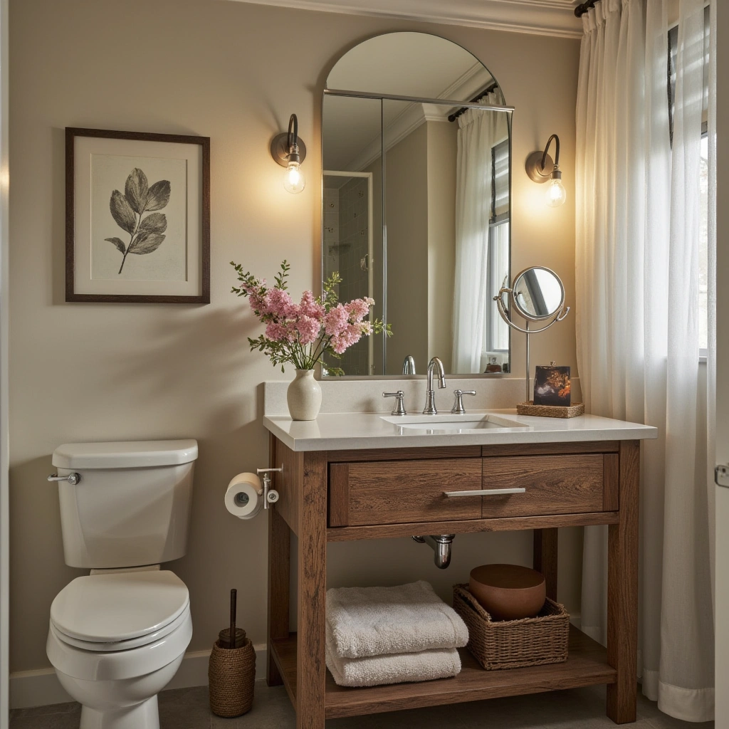 2. Reclaimed Wood Vanity for Rustic Warmth