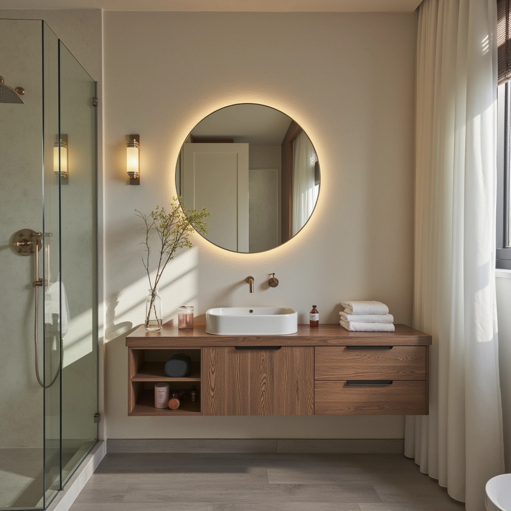 1. Floating Vanity with Open Storage