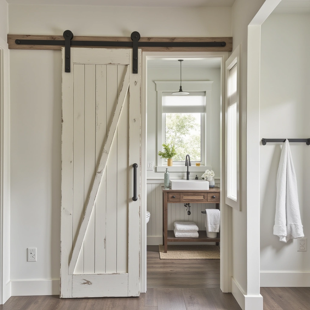8. Barn Door for Space-Saving Elegance