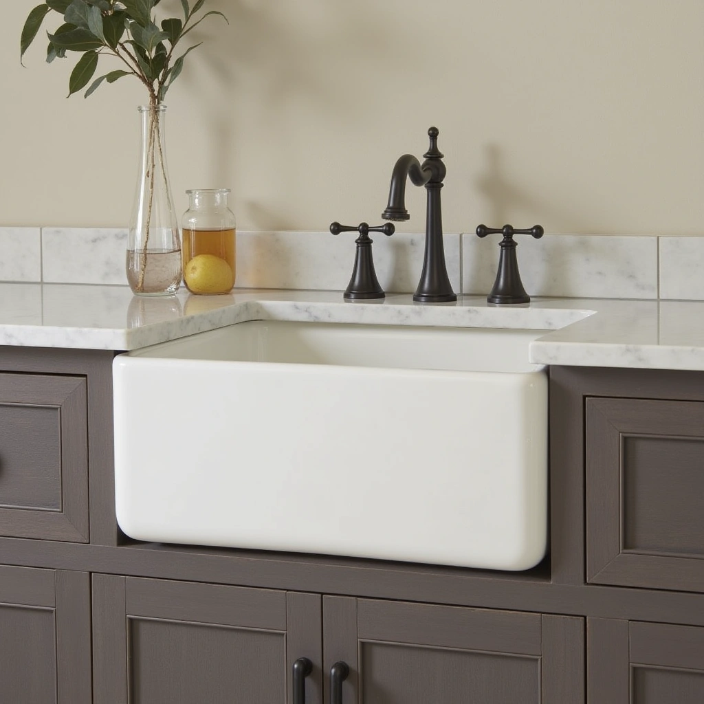 9. Porcelain Farmhouse Sink
