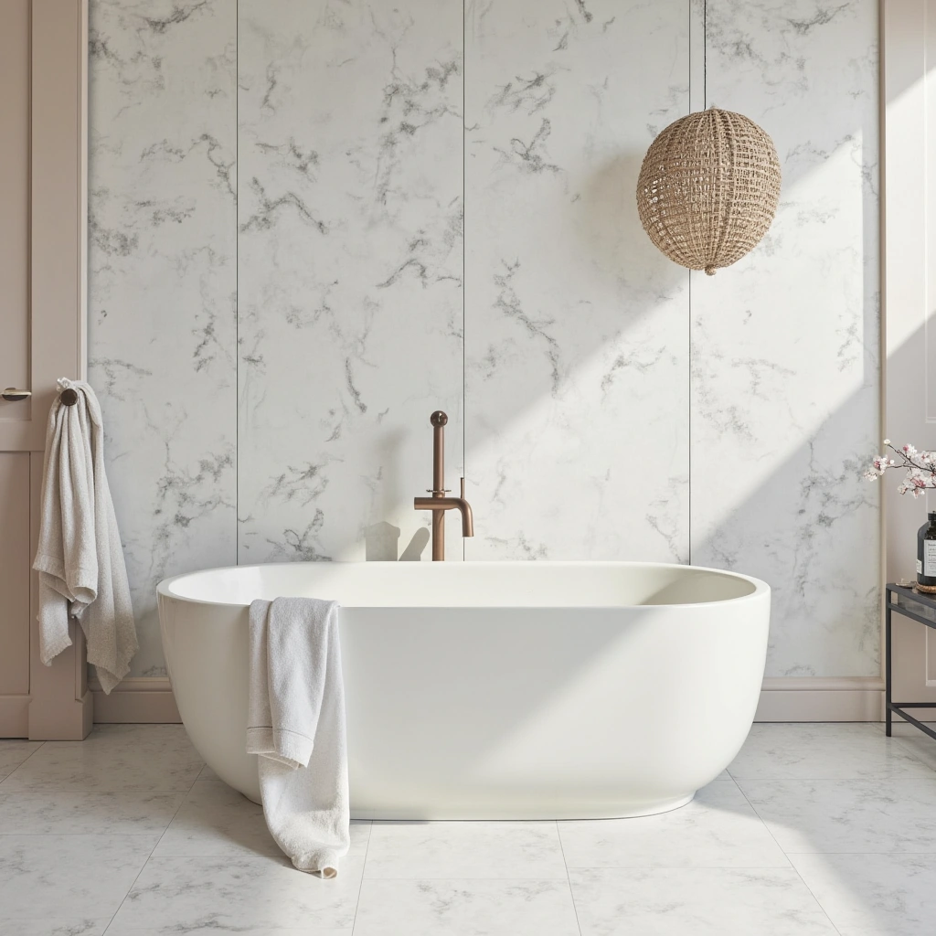9. Faux Marble Wallpaper for Luxe Texture