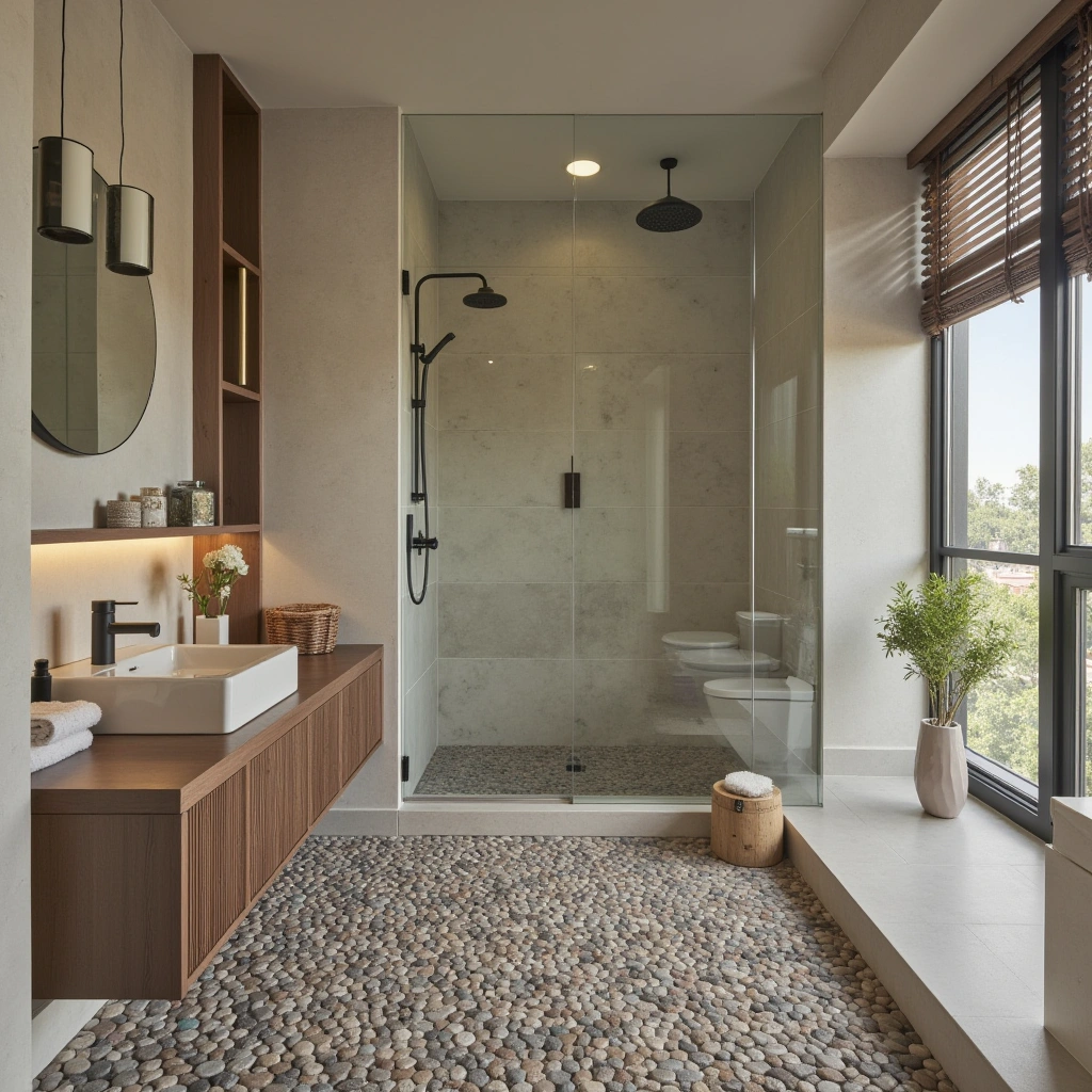 8. Pebble Tiles for a Natural Spa Feel