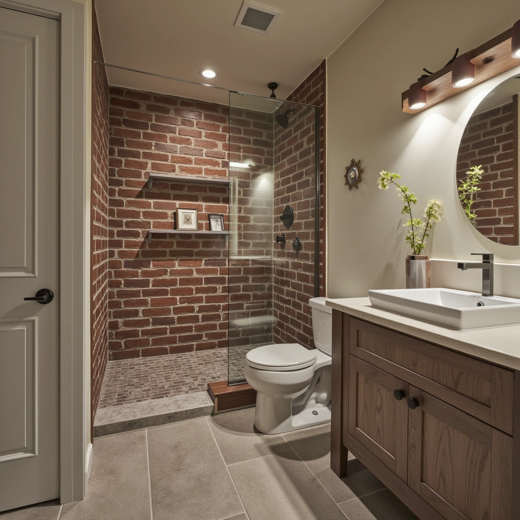 9. Brick-Style Tiles for Warmth and Character