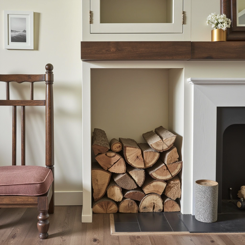 16. Log Stack Fireplace Storage