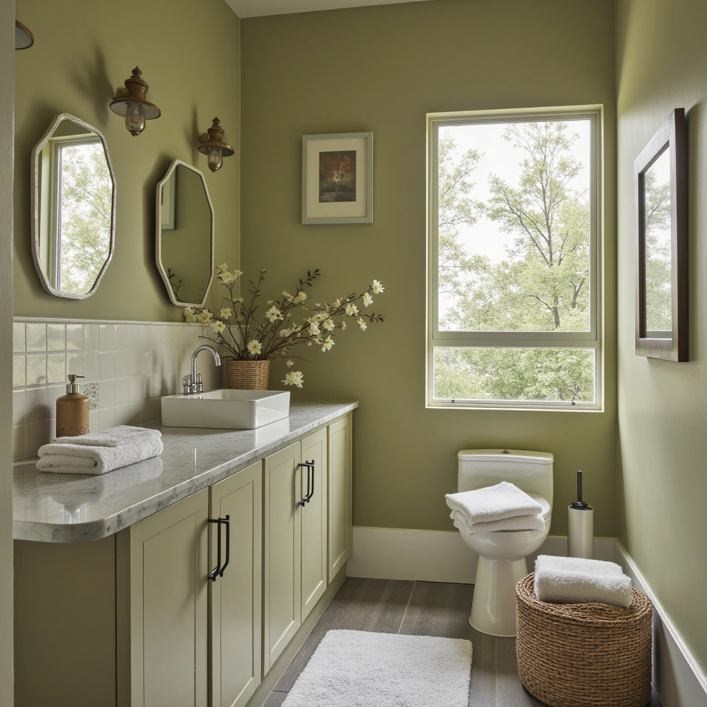 6. Olive Green Towels and Accessories