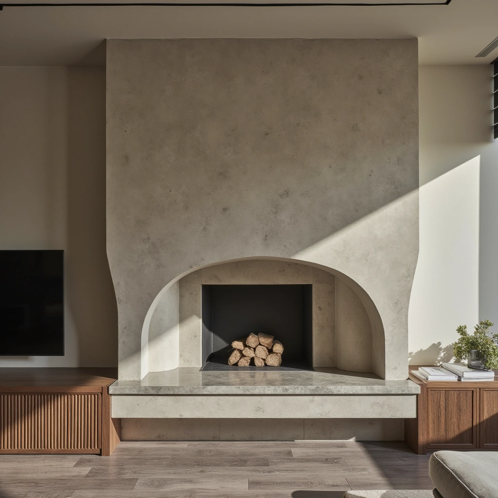 17. Concrete Fireplace
