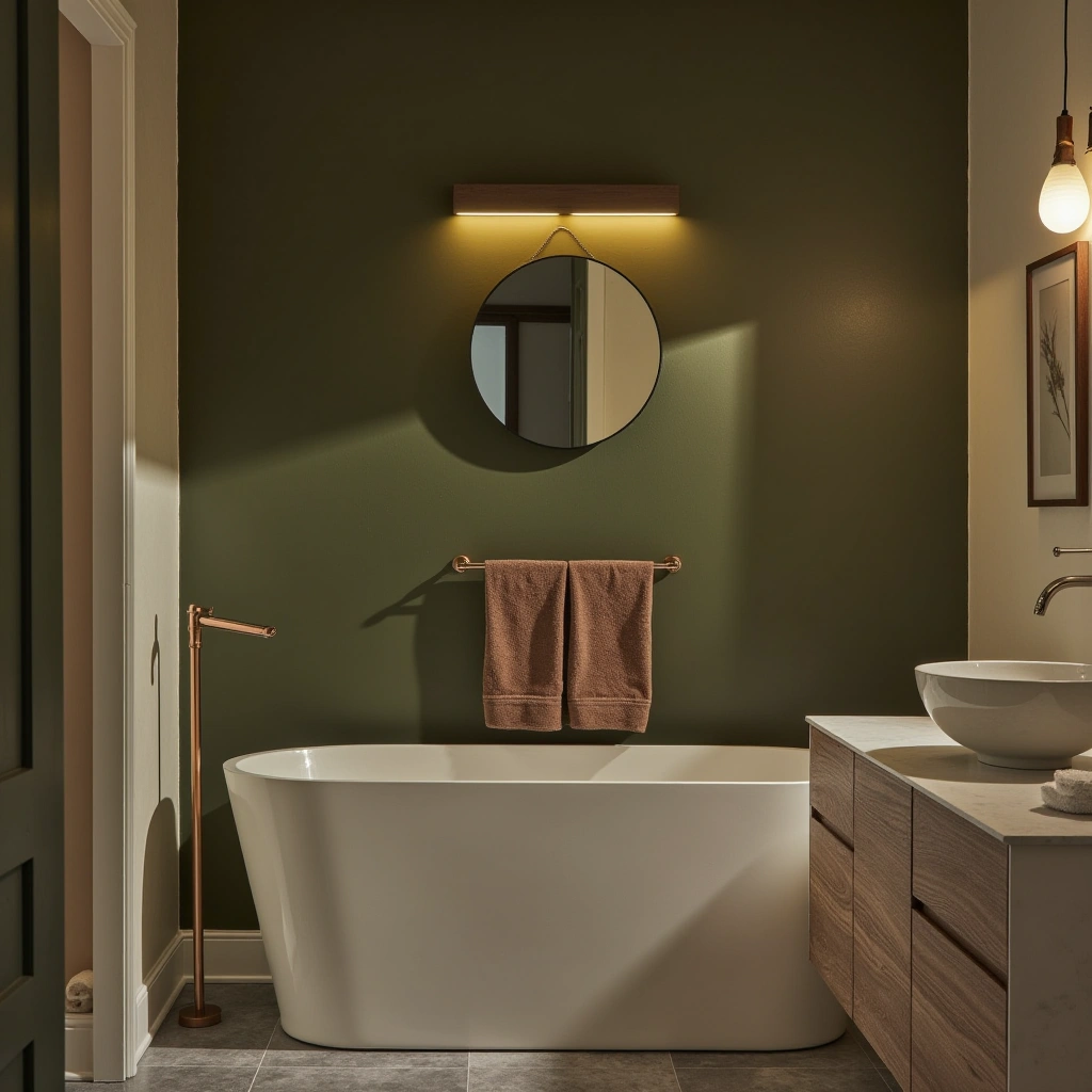 11. Olive Green Bathroom Lighting