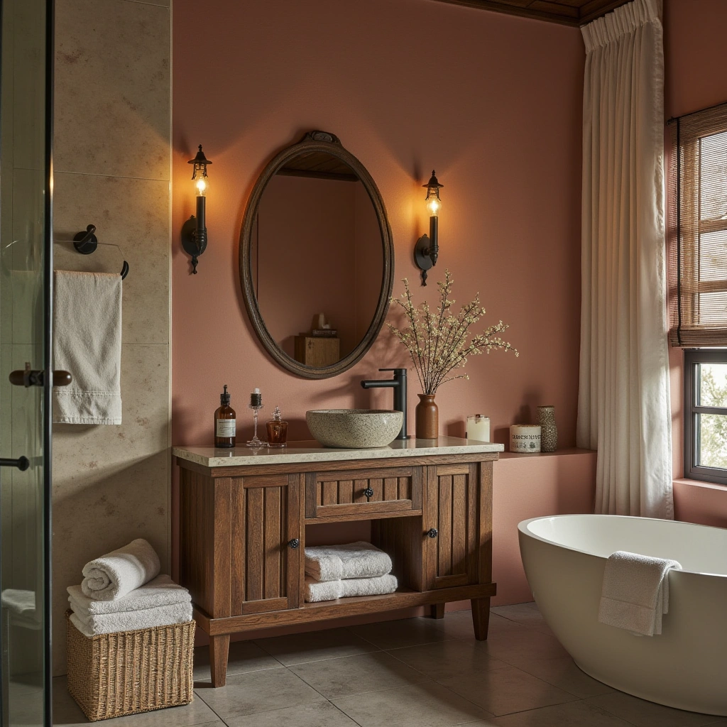 11. Rustic Bathroom Warmth and Texture