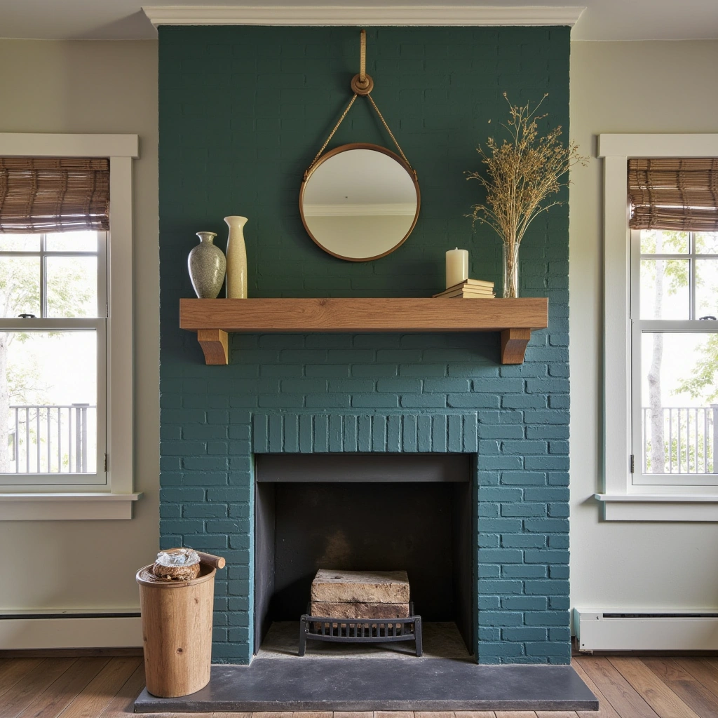 12. Painted Brick Fireplace with Bold Color