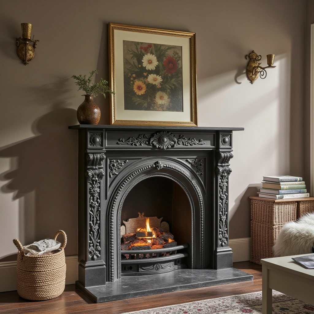 18. Vintage Cast Iron Fireplace