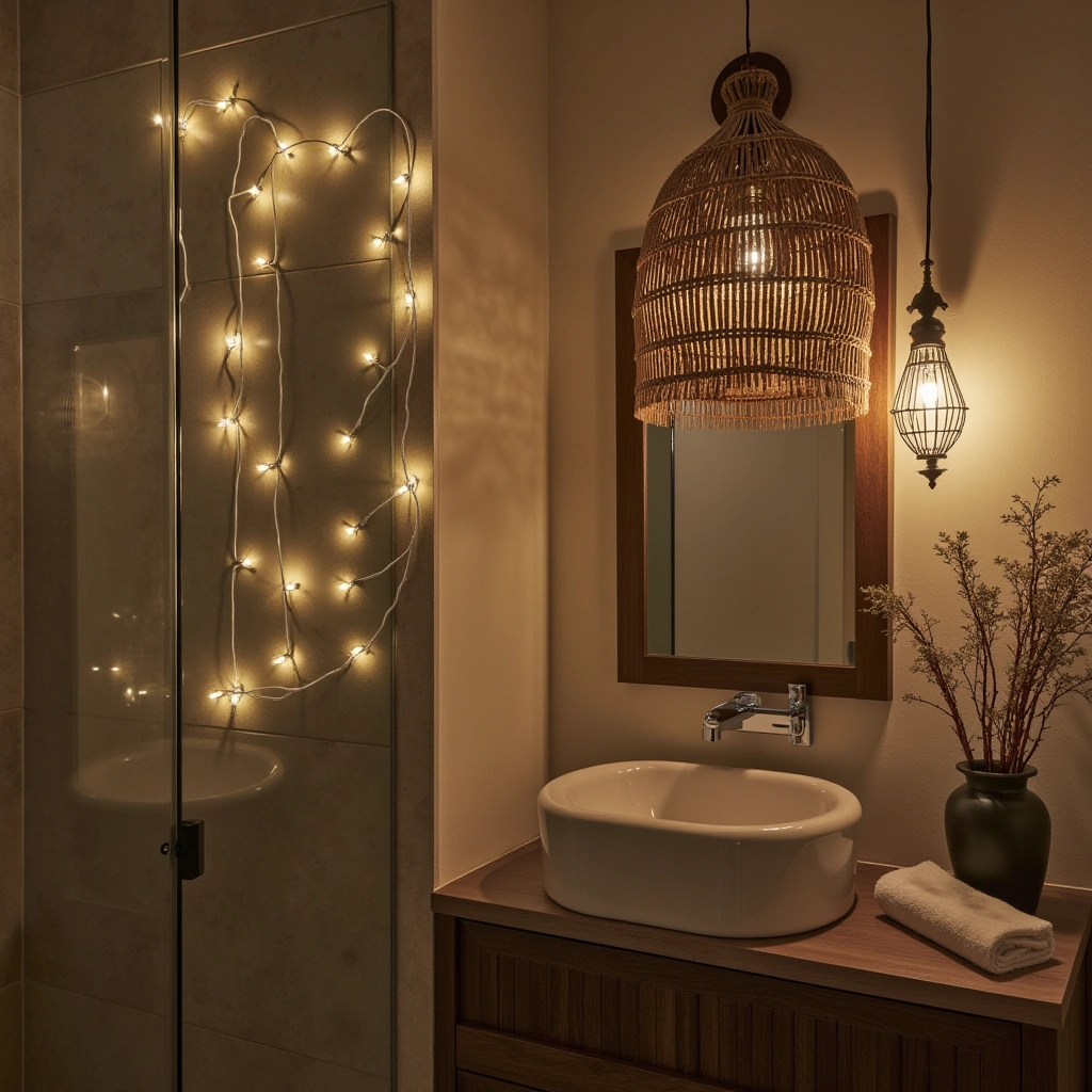 4. Soft Ambient Lighting with Vintage Fixtures