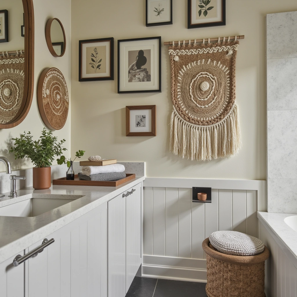 8. Gallery Wall of Eclectic Art and Mirrors