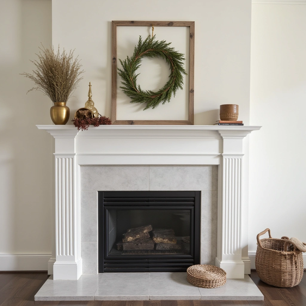 14. Seasonally Decorated Farmhouse Mantel