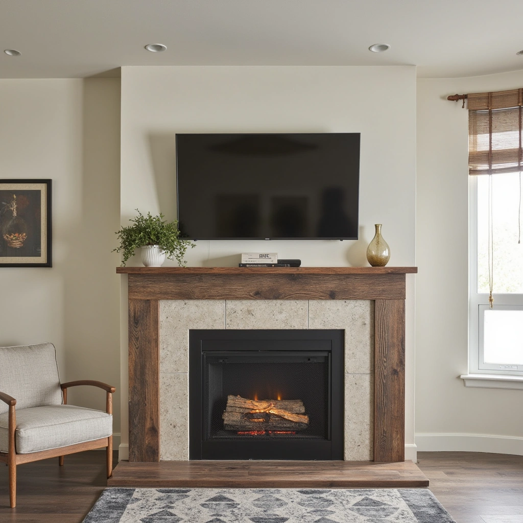 15. Reclaimed Barn Wood Fireplace Surround