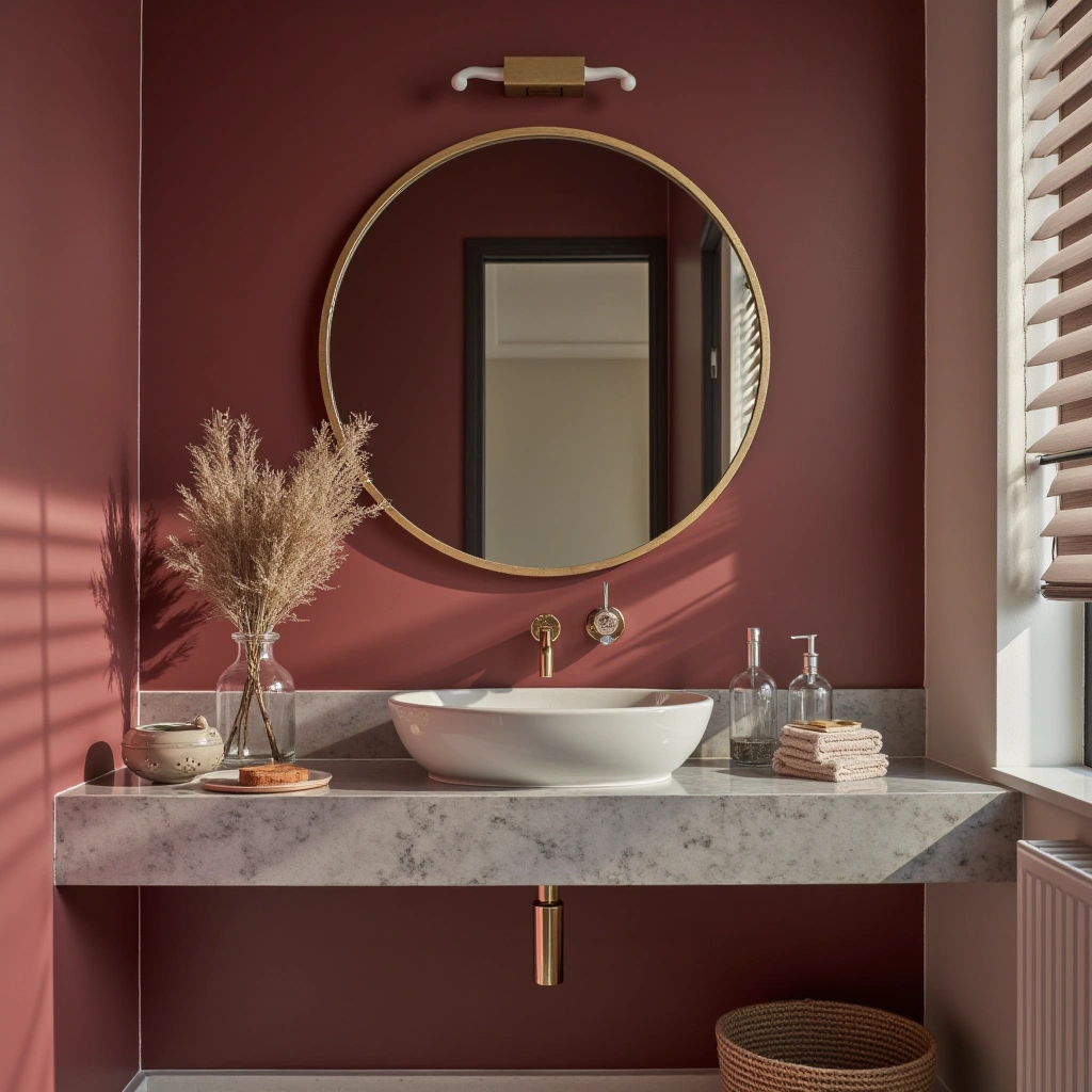 10. Maroon Vanity Mirror Frame for a Chic Accent
