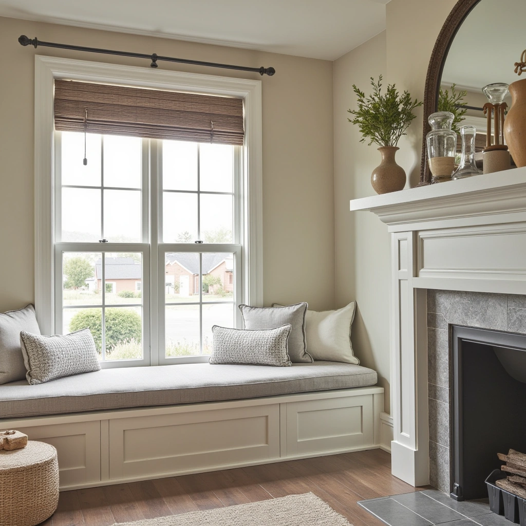 16. Fireplace with Built-In Bench Seating