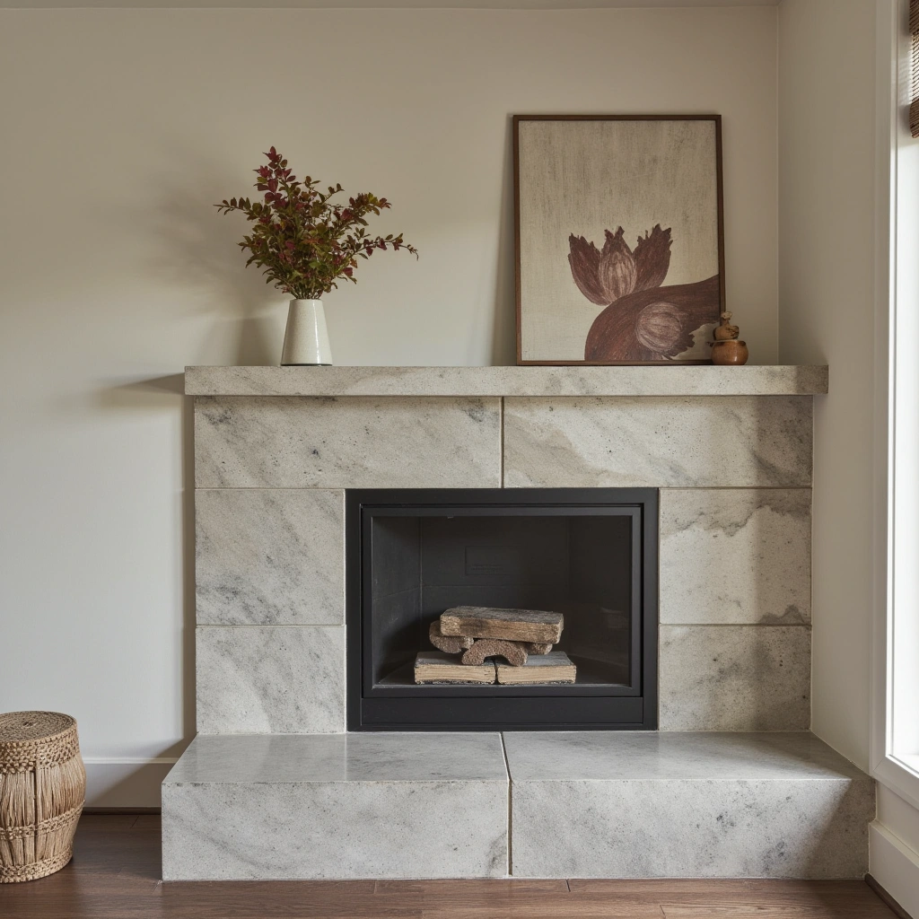 17. Large Stone Slab Fireplace