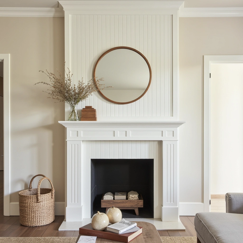 9. Mantel with Beadboard Paneling