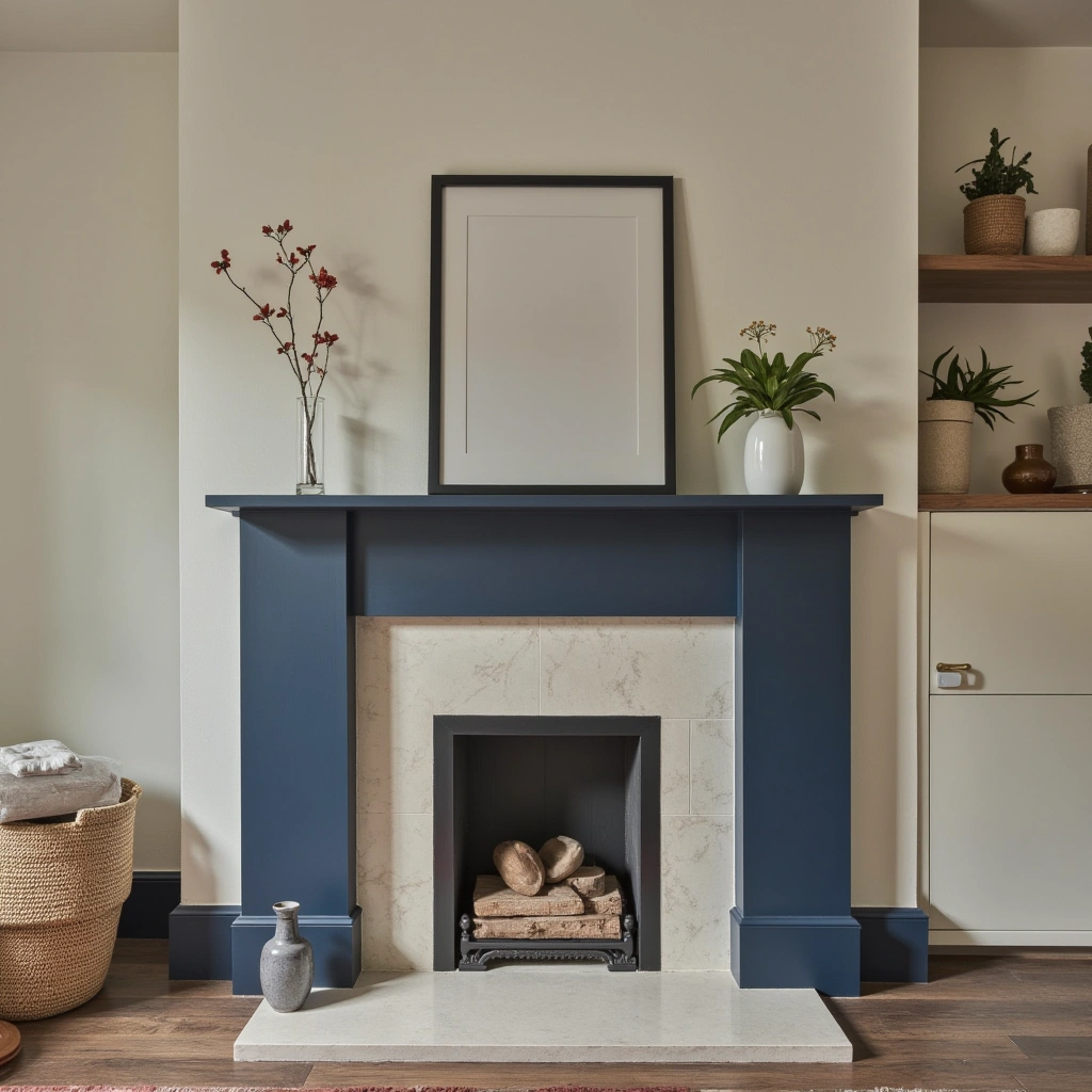 10. Bold Navy Blue Mantel