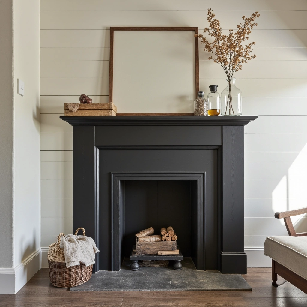 12. Matte Black Painted Mantel