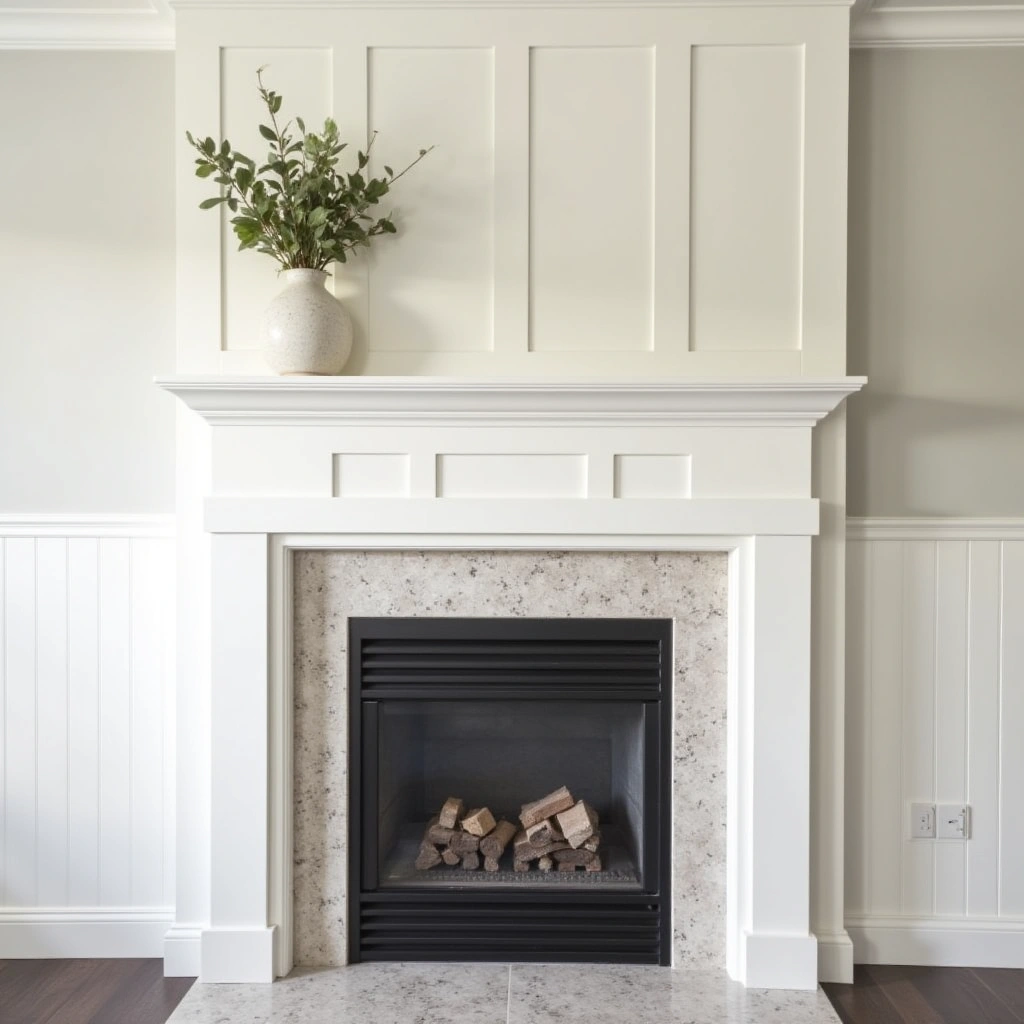 2. White Painted Mantel with Simple Trim